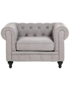 Poltrona Vintage In Tessuto Grigio Chiaro CHESTERFIELD 16 Poltrona Vintage In Tessuto Grigio Chiaro CHESTERFIELD -Beliani undef src sa picid 675638 type whitesh image