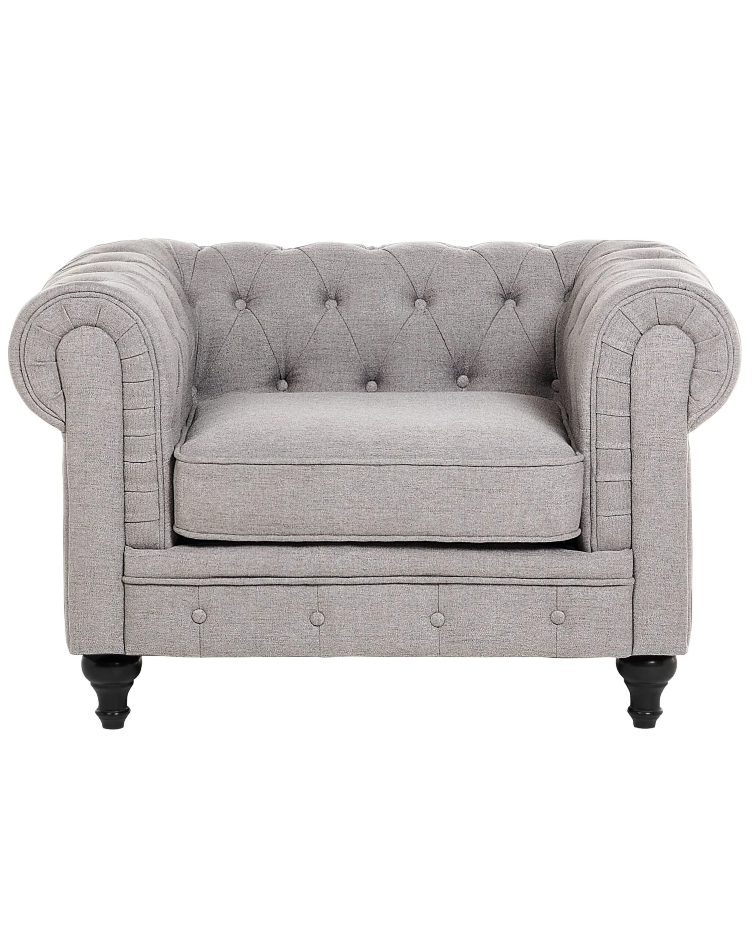 Poltrona Vintage In Tessuto Grigio Chiaro CHESTERFIELD 7 Poltrona Vintage In Tessuto Grigio Chiaro CHESTERFIELD - immagine 5