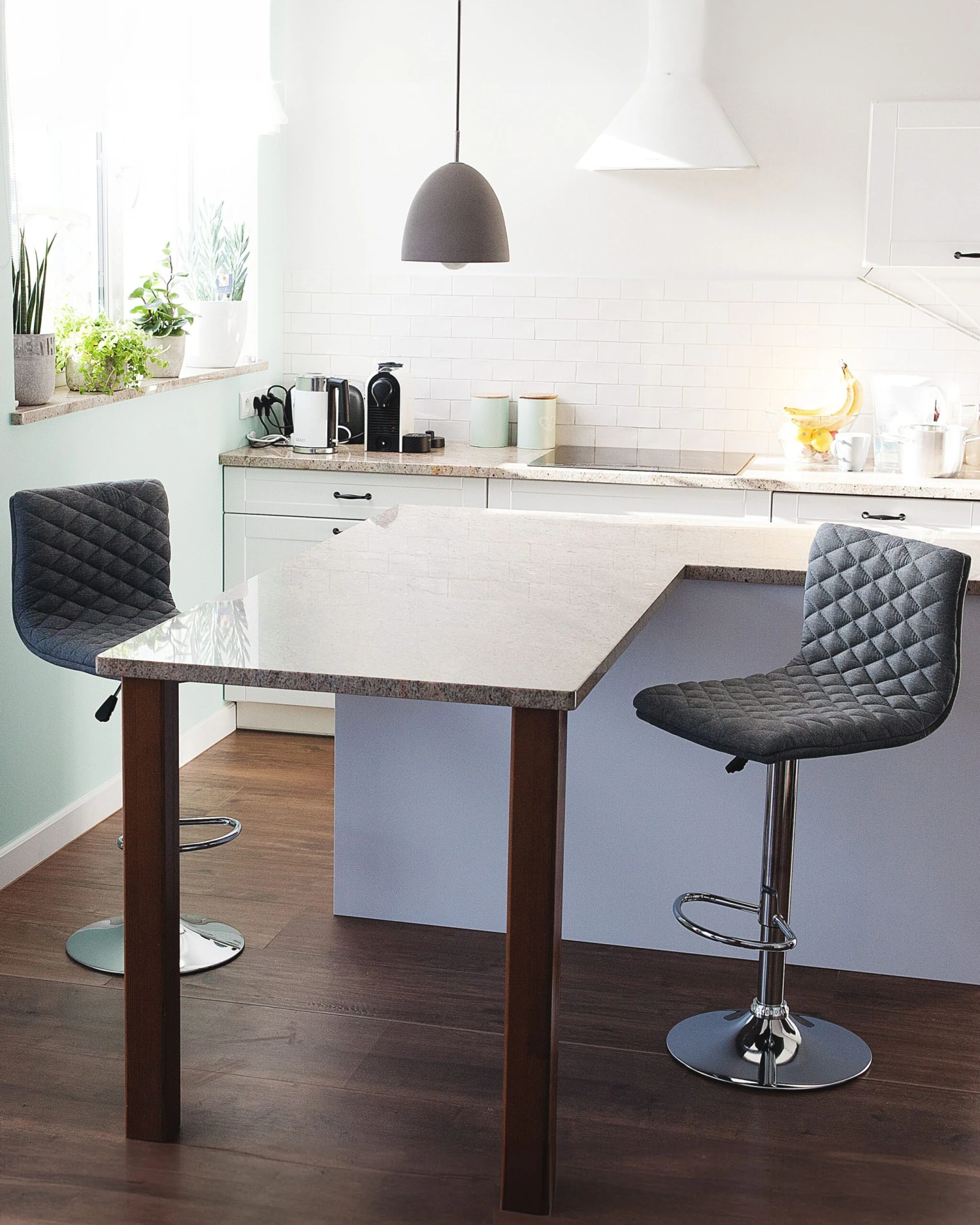 Set Di 2 Sgabelli Da Bar Tessuto Grigio ORLANDO 4 Set Di 2 Sgabelli Da Bar Tessuto Grigio ORLANDO - immagine 2