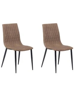 Set Di 2 Sedie Da Pranzo Pelle Sintetica Beige MONTANA