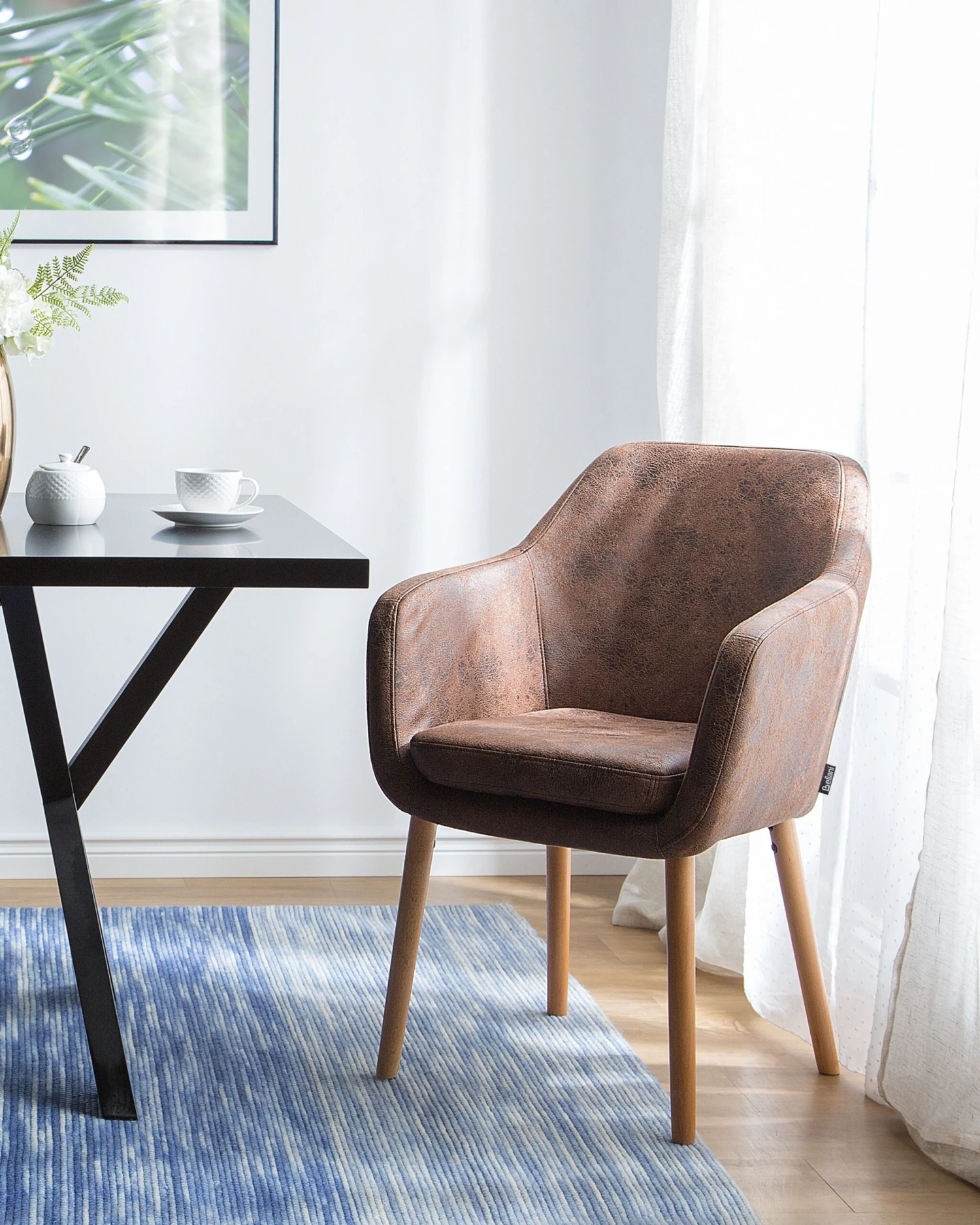 Sedia Da Pranzo Pelle Sintetica Marrone YORKVILLE 4 Sedia Da Pranzo Pelle Sintetica Marrone YORKVILLE - immagine 2