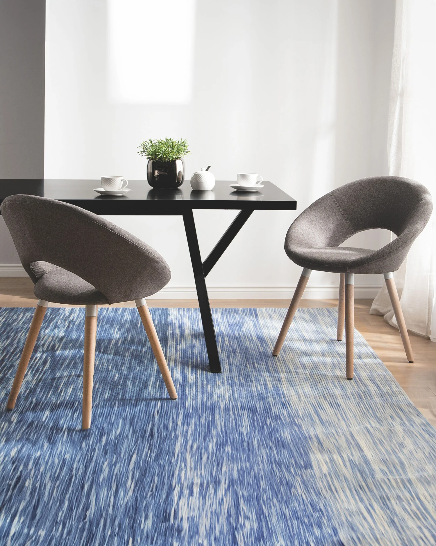 Set Di 2 Sedie Da Pranzo Tessuto Marrone ROSLYN - immagine 2