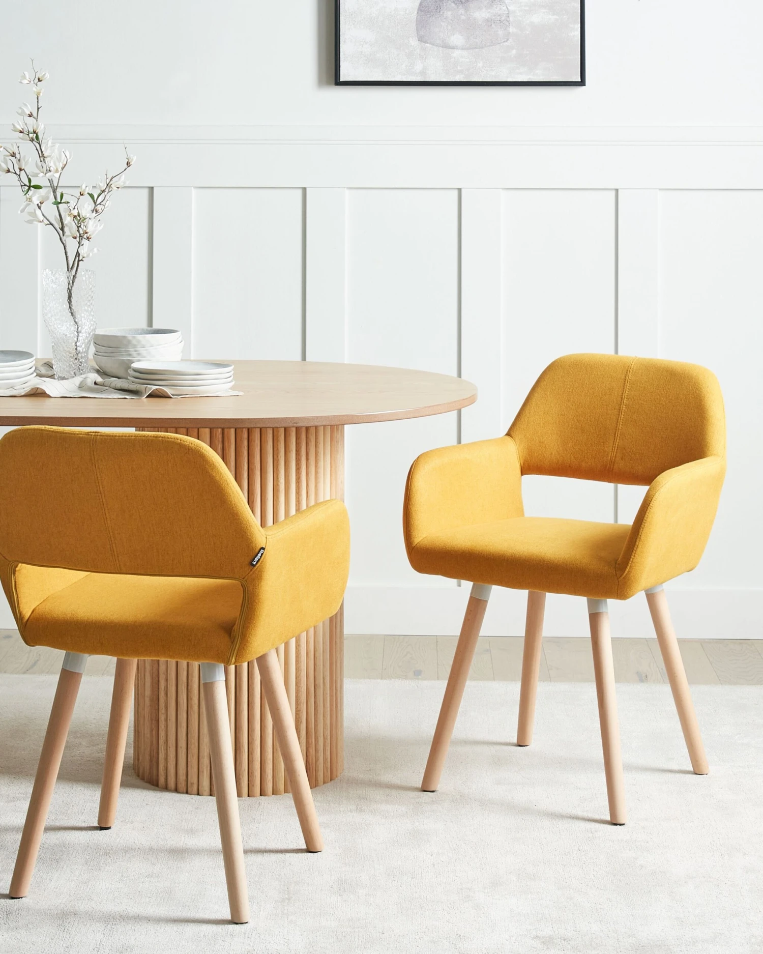 Set Di 2 Sedie Da Pranzo Tessuto Giallo CHICAGO 4 Set Di 2 Sedie Da Pranzo Tessuto Giallo CHICAGO - immagine 2