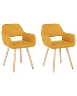 Set Di 2 Sedie Da Pranzo Tessuto Giallo CHICAGO