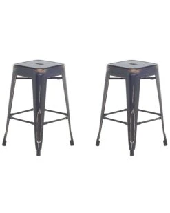 Set Di 2 Sgabelli Da Bar Metallo Nero Dorato CABRILLO