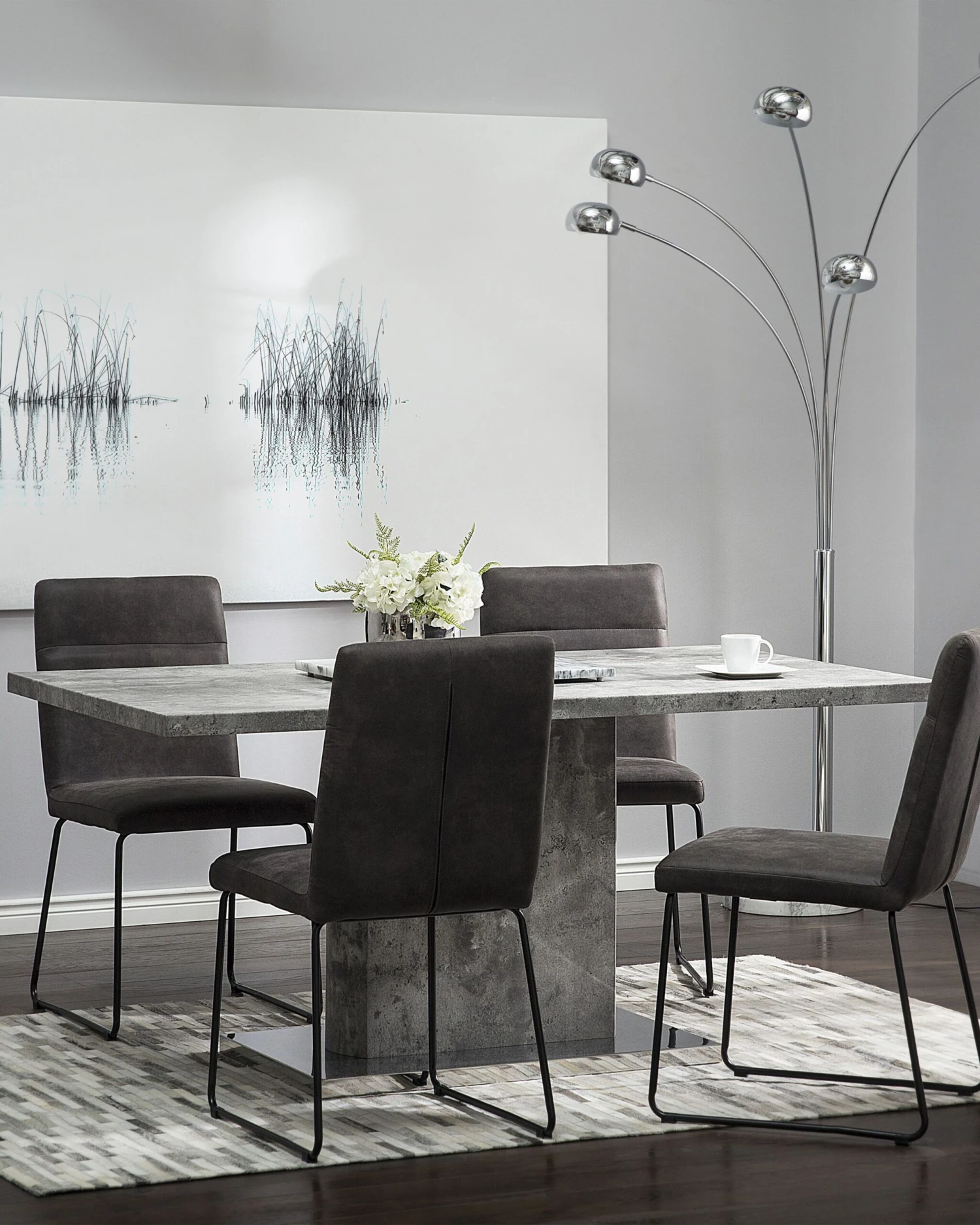 Set Da 2 Sedie Da Pranzo Microfibra Grigio NEVADA - immagine 6