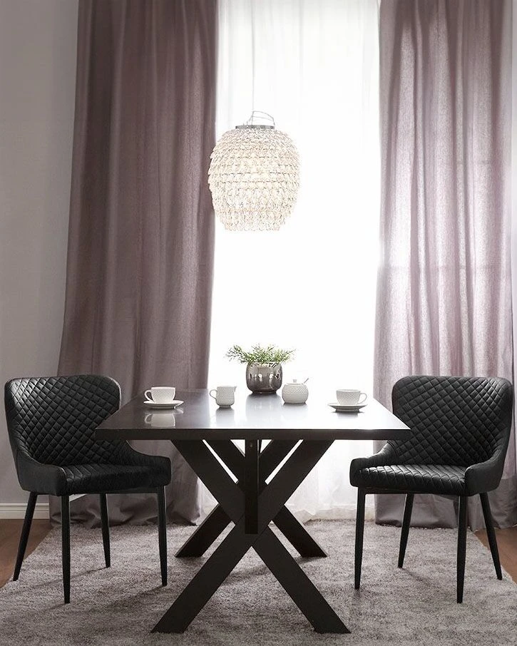 Set Di 2 Sedie Da Pranzo Pelle Sintetica Nera SOLANO 4 Set Di 2 Sedie Da Pranzo Pelle Sintetica Nera SOLANO - immagine 2