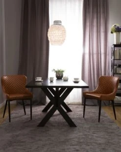 Set Di 2 Sedie Da Pranzo Pelle Sintetica Marrone Dorato E Nero SOLANO 13 Set Di 2 Sedie Da Pranzo Pelle Sintetica Marrone Dorato E Nero SOLANO -Beliani undef src sa picid 703312 type color image