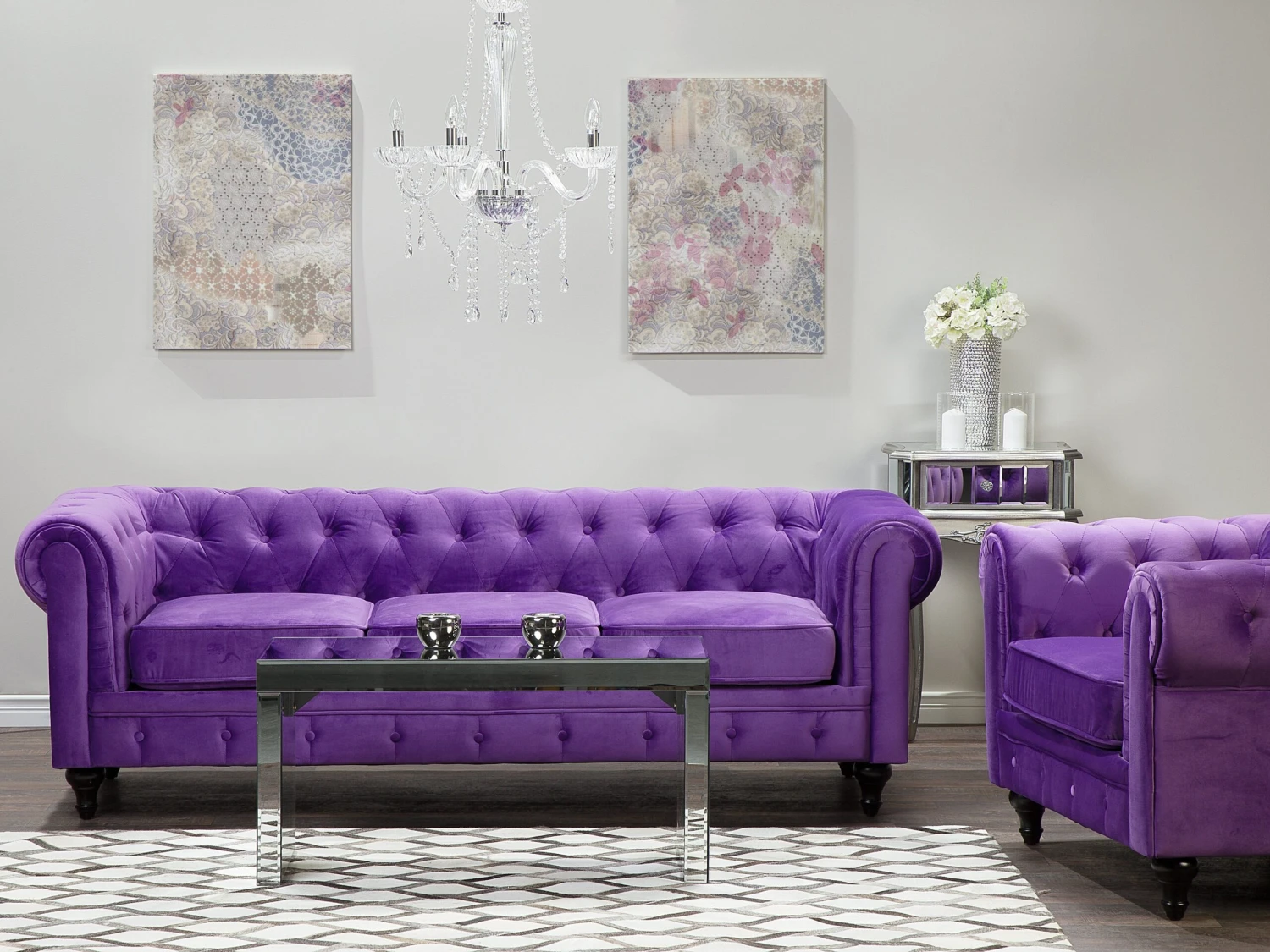 Poltrona Vintage In Tessuto Viola CHESTERFIELD 5 Poltrona Vintage In Tessuto Viola CHESTERFIELD - immagine 3