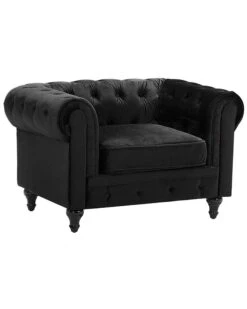 Poltrona Vintage In Tessuto Nero CHESTERFIELD