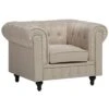Poltrona Vintage In Tessuto Beige CHESTERFIELD Grande