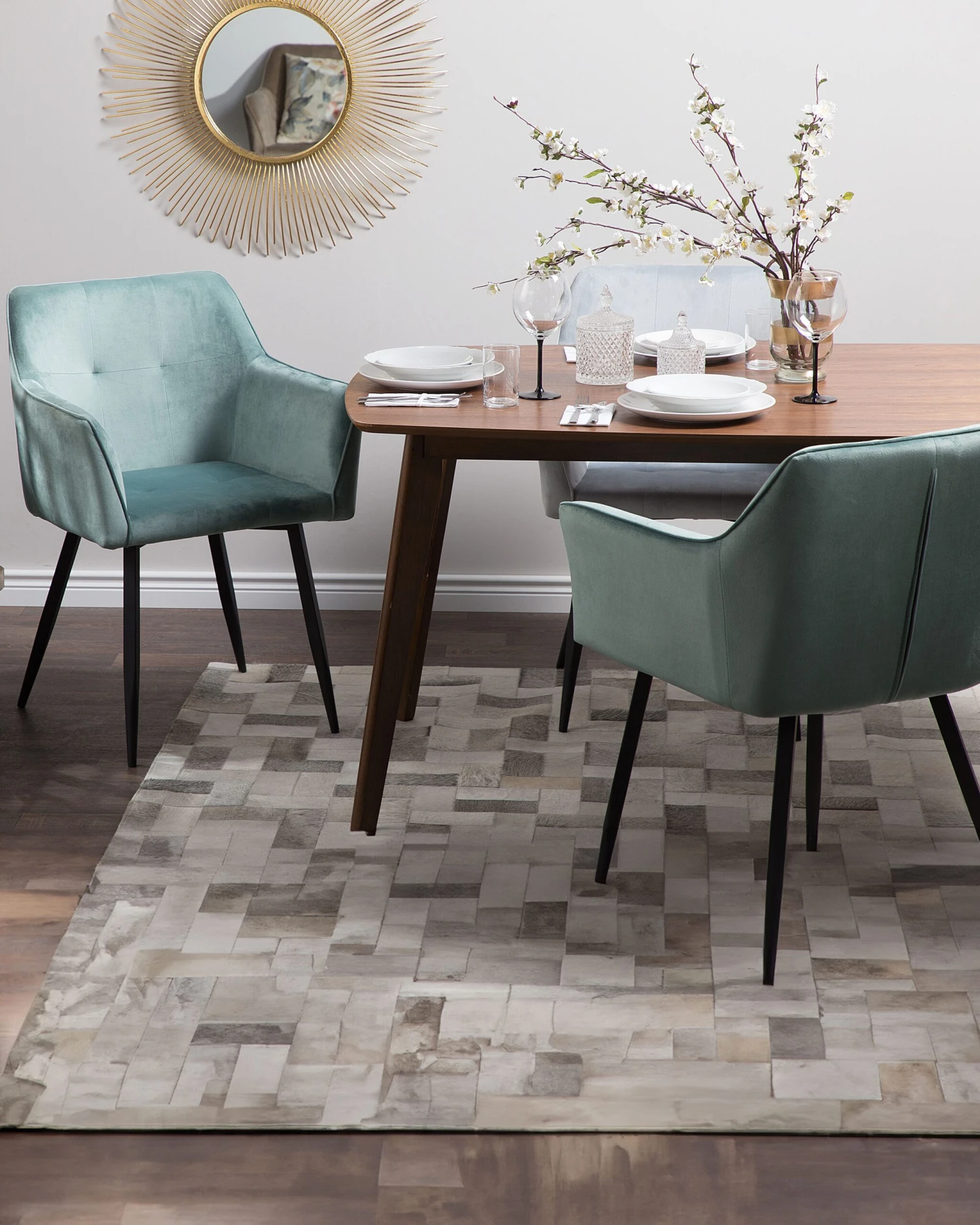 Set Di 2 Sedie Da Pranzo Velluto Verde Menta JASMIN 4 Set Di 2 Sedie Da Pranzo Velluto Verde Menta JASMIN - immagine 2