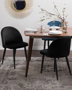 Set Di 2 Sedie Da Pranzo Velluto Nero VISALIA 13 Set Di 2 Sedie Da Pranzo Velluto Nero VISALIA -Beliani undef src sa picid 711018 type color image