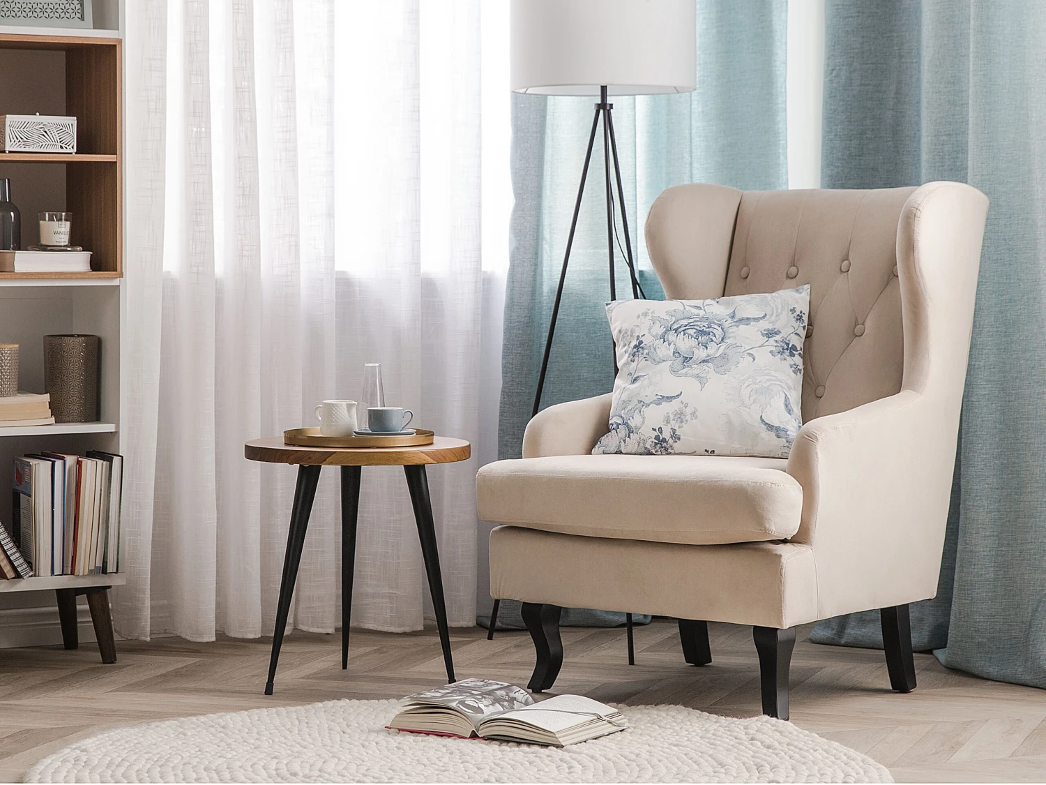 Poltrona In Tessuto Vellutato Beige ALTA 4 Poltrona In Tessuto Vellutato Beige ALTA - immagine 2