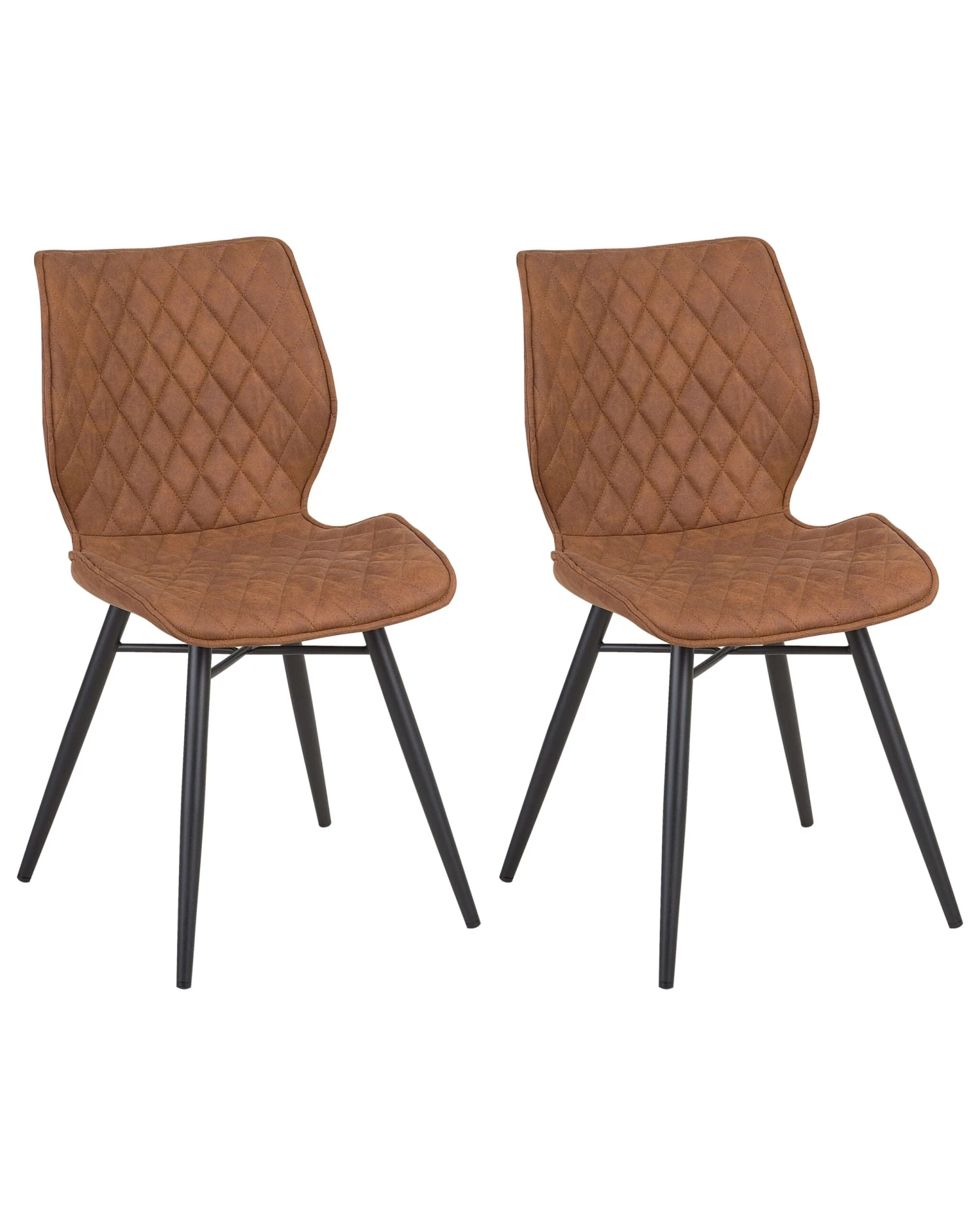 Set Di 2 Sedie Da Pranzo Tessuto Marrone Dorato LISLE 3 Set Di 2 Sedie Da Pranzo Tessuto Marrone Dorato LISLE