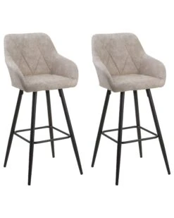 Set Di 2 Sgabelli Tessuto Beige DARIEN