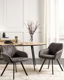 Set Di 2 Sedie Tessuto Grigio Scuro E Nero MONEE 13 Set Di 2 Sedie Tessuto Grigio Scuro E Nero MONEE -Beliani undef src sa picid 724891 type color image