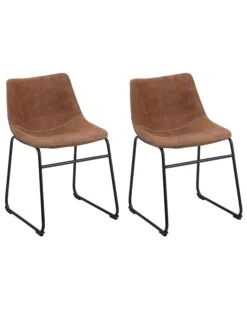 Set Di 2 Sedie Tessuto Marrone BATAVIA