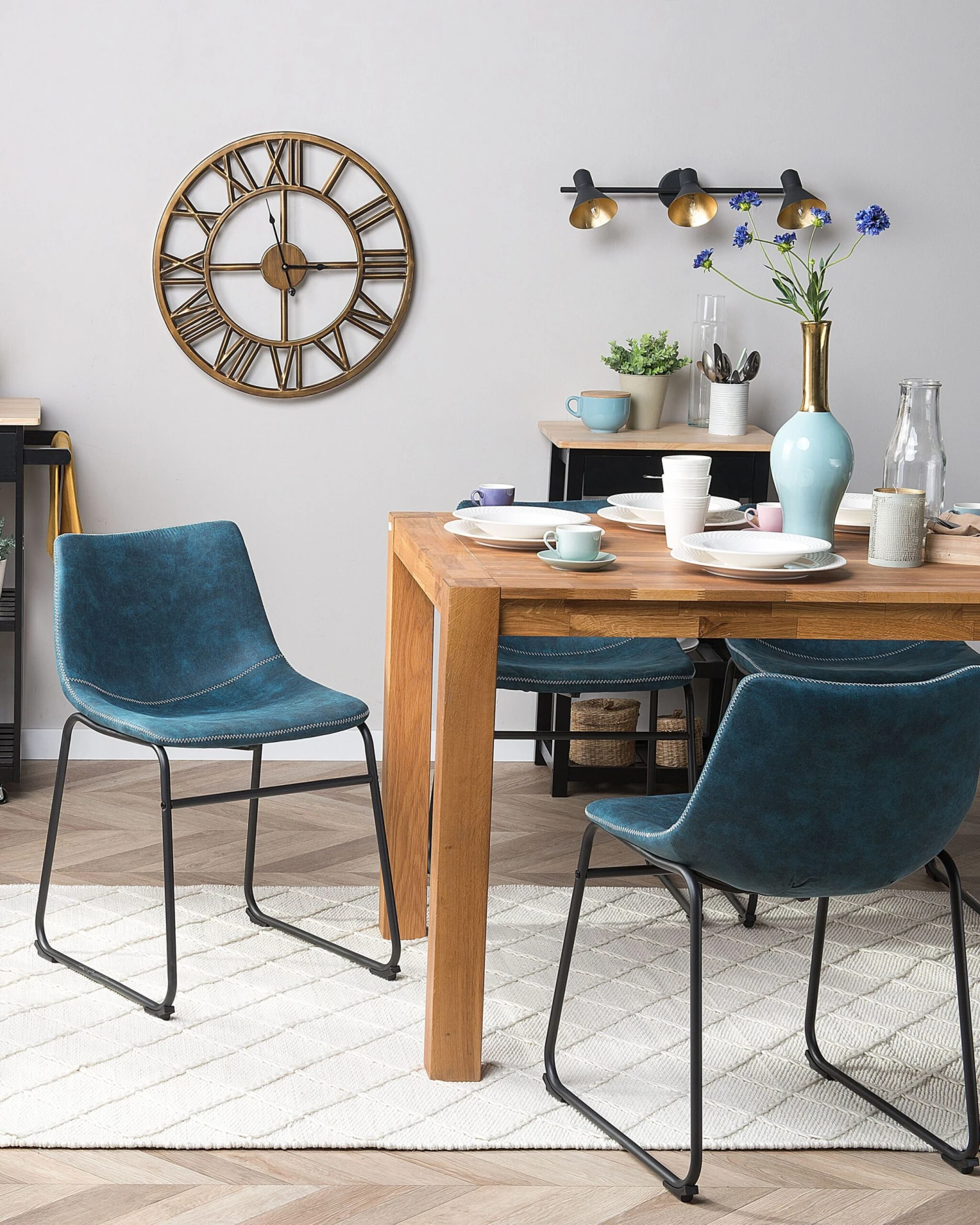 Set Di 2 Sedie Tessuto Azzurro BATAVIA 4 Set Di 2 Sedie Tessuto Azzurro BATAVIA - immagine 2