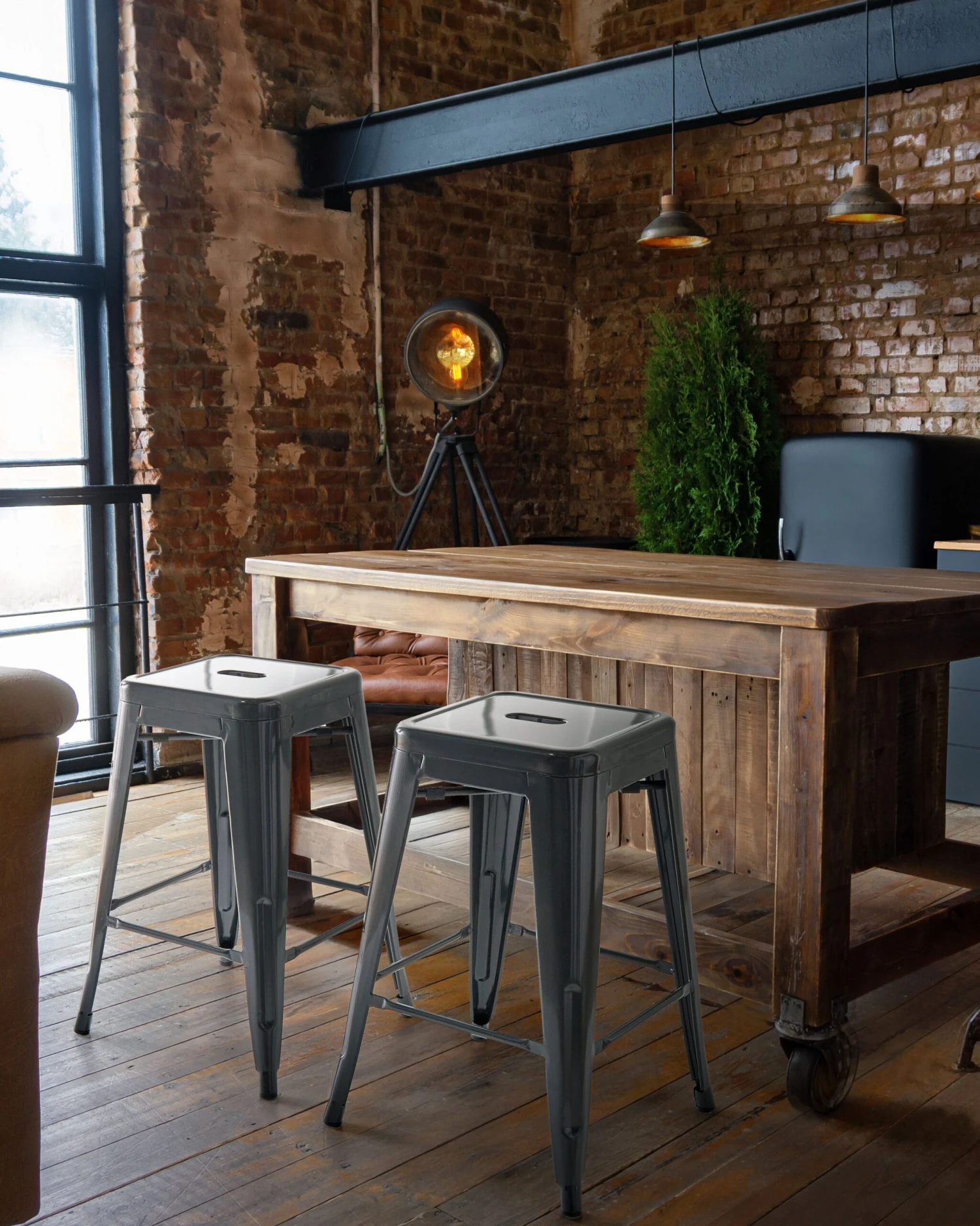 Set Di 2 Sgabelli Da Bar Metallo Grigio CABRILLO 4 Set Di 2 Sgabelli Da Bar Metallo Grigio CABRILLO - immagine 2