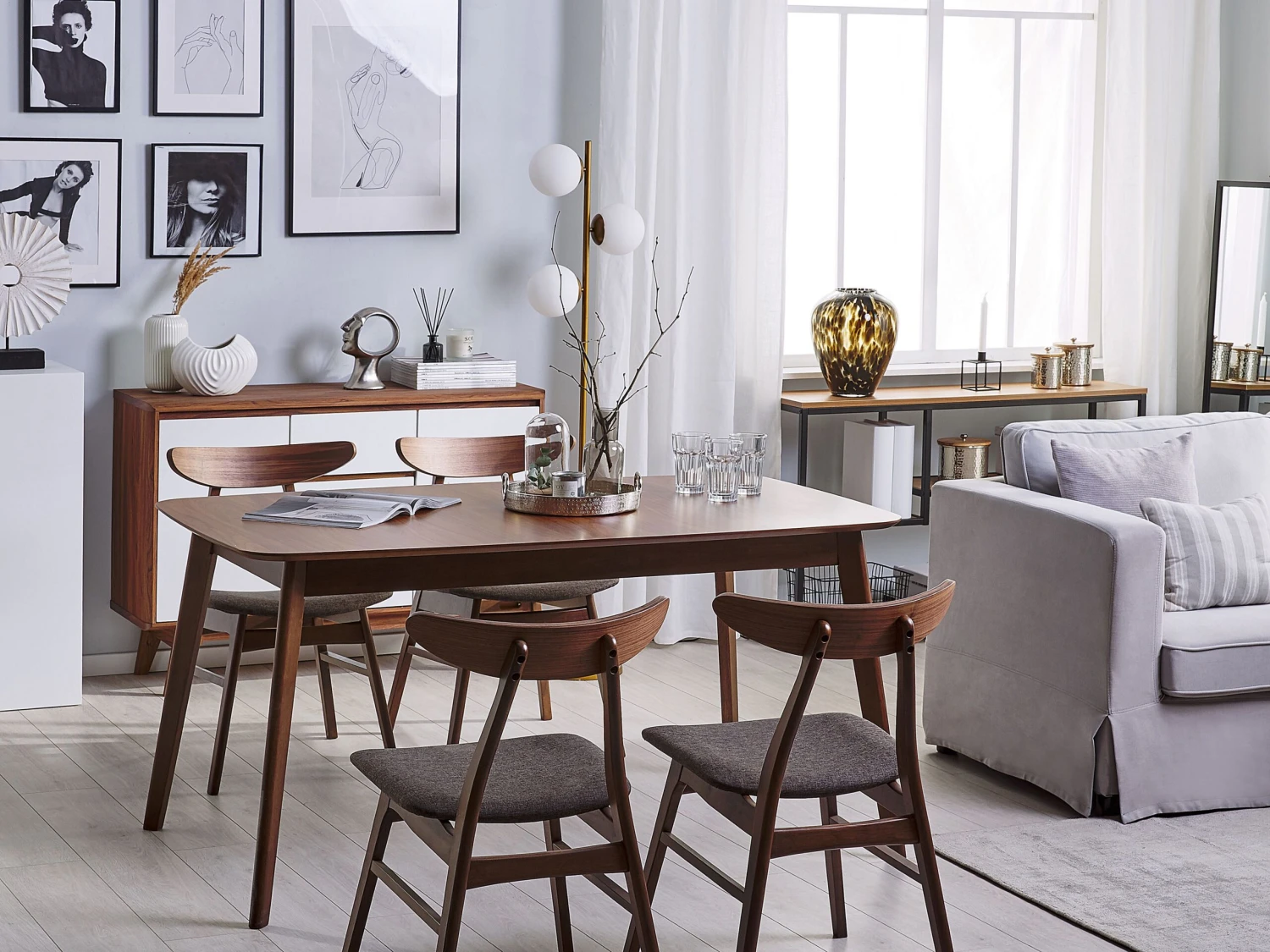 Set Di 2 Sedie Da Pranzo Velluto Grigio VISALIA 5 Set Di 2 Sedie Da Pranzo Velluto Grigio VISALIA - immagine 3