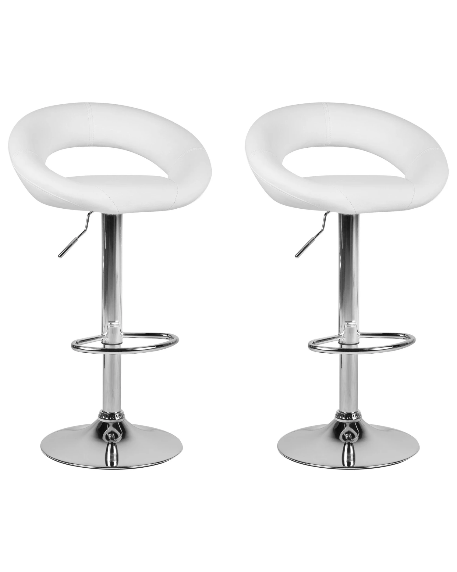 Set Di 2 Sgabelli Da Bar Ecopelle Bianco PEORIA 3 Set Di 2 Sgabelli Da Bar Ecopelle Bianco PEORIA
