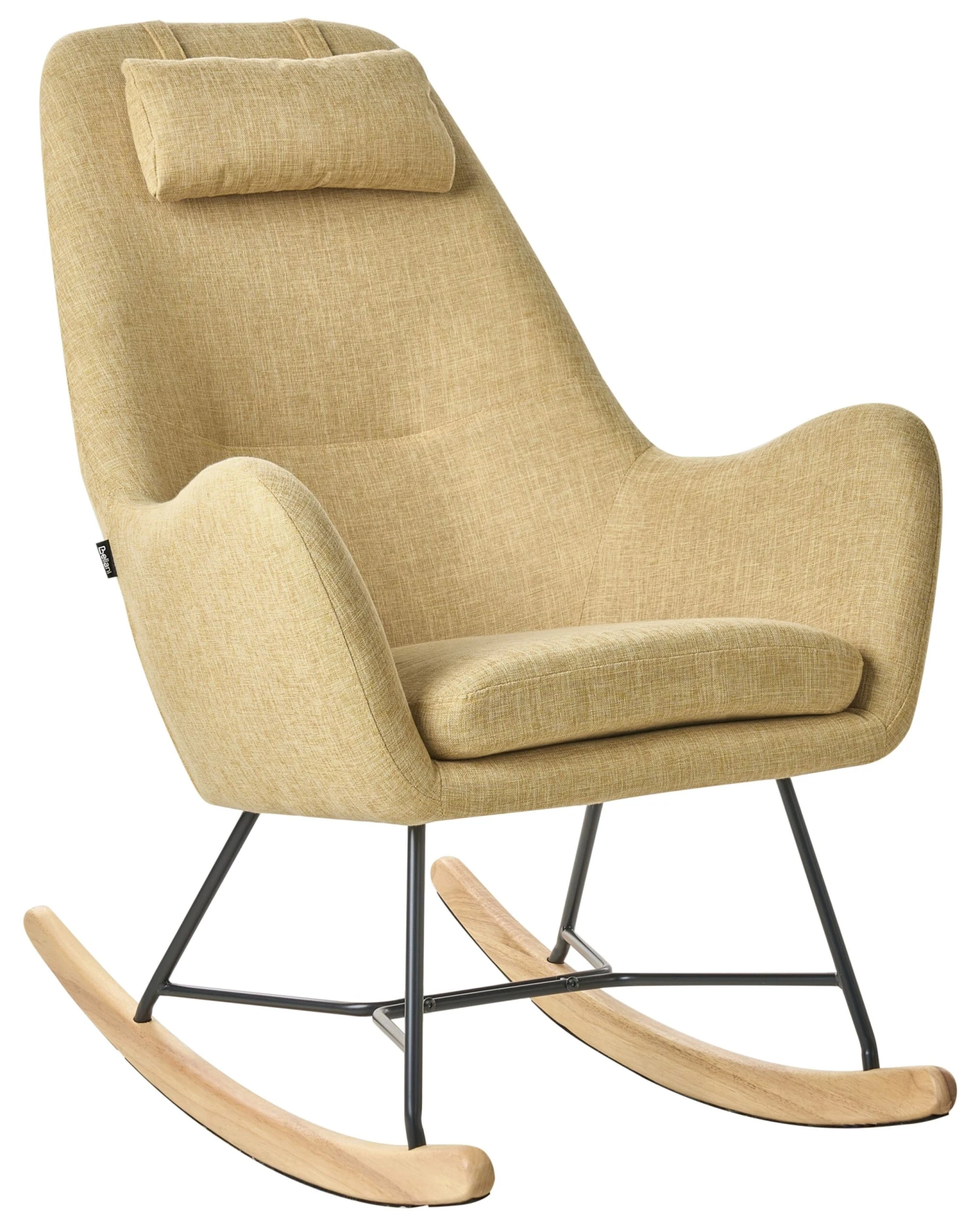 Sedia A Dondolo Tessuto Giallo ARRIE 3 Sedia A Dondolo Tessuto Giallo ARRIE