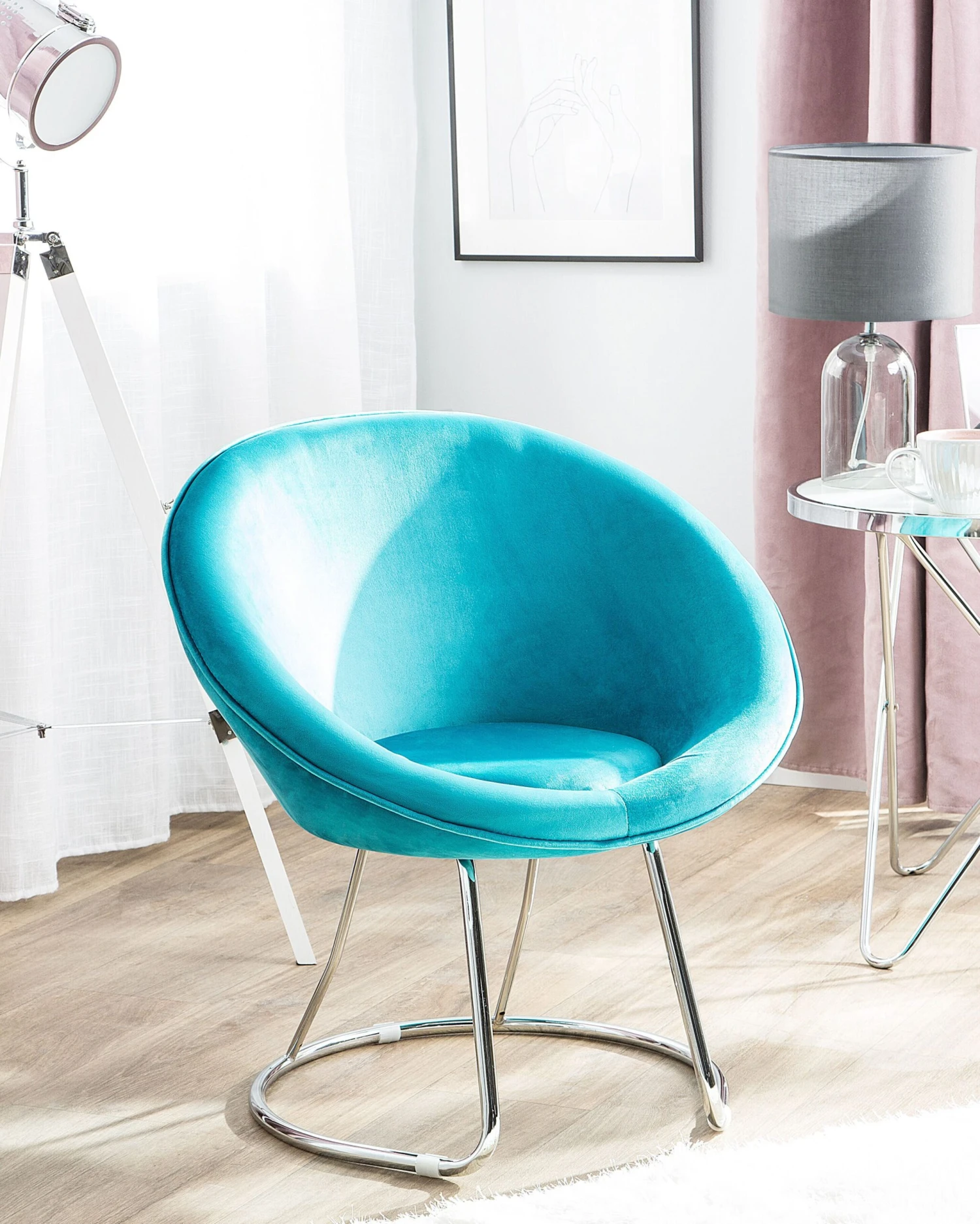 Poltrona In Velluto Turchese FLOBY 4 Poltrona In Velluto Turchese FLOBY - immagine 2