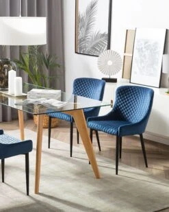 Set Di 2 Velluto Blu E Nero SOLANO 13 Set Di 2 Velluto Blu E Nero SOLANO -Beliani undef src sa picid 752166 type color image