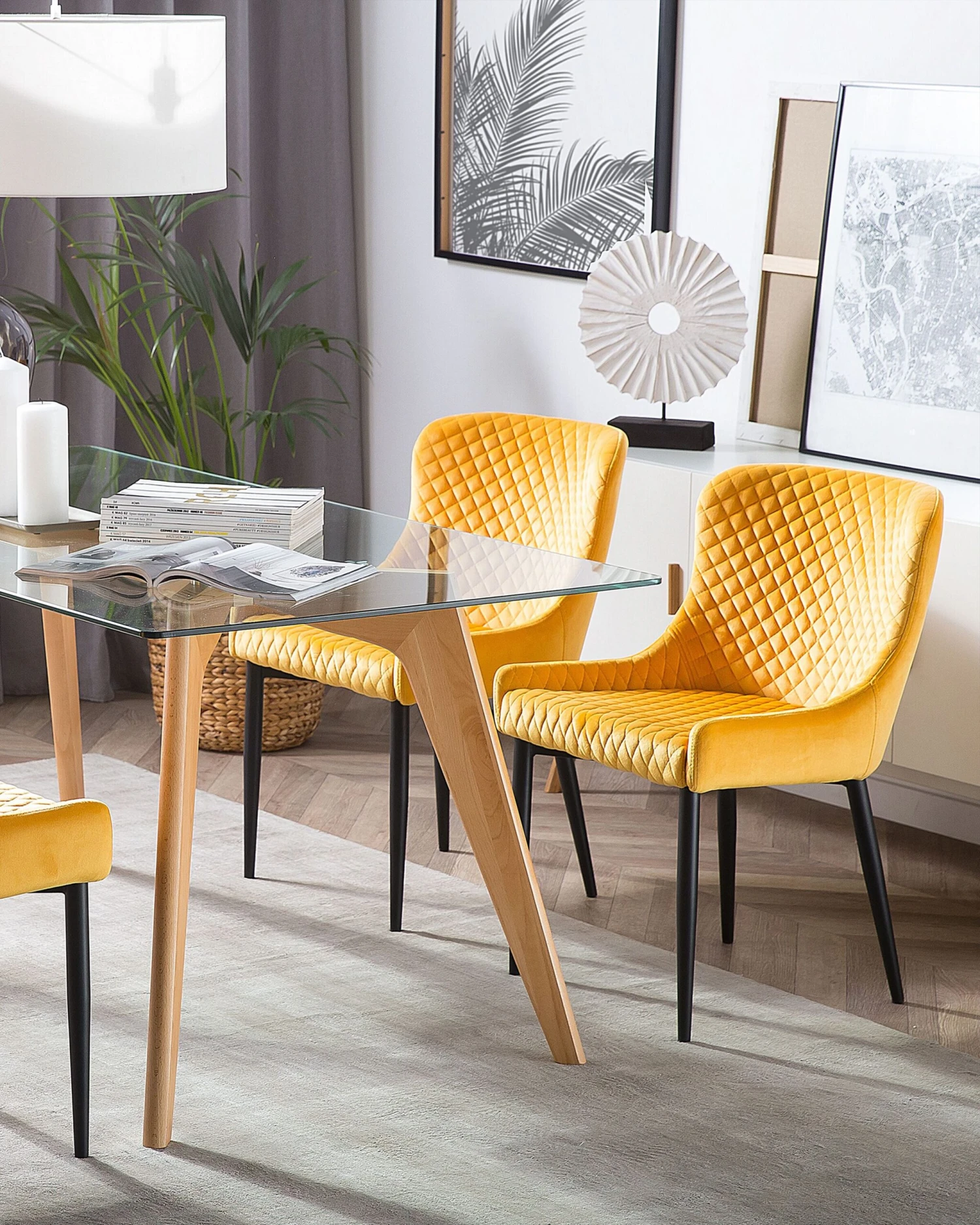 Set Di 2 Velluto Giallo E Nero SOLANO - immagine 2