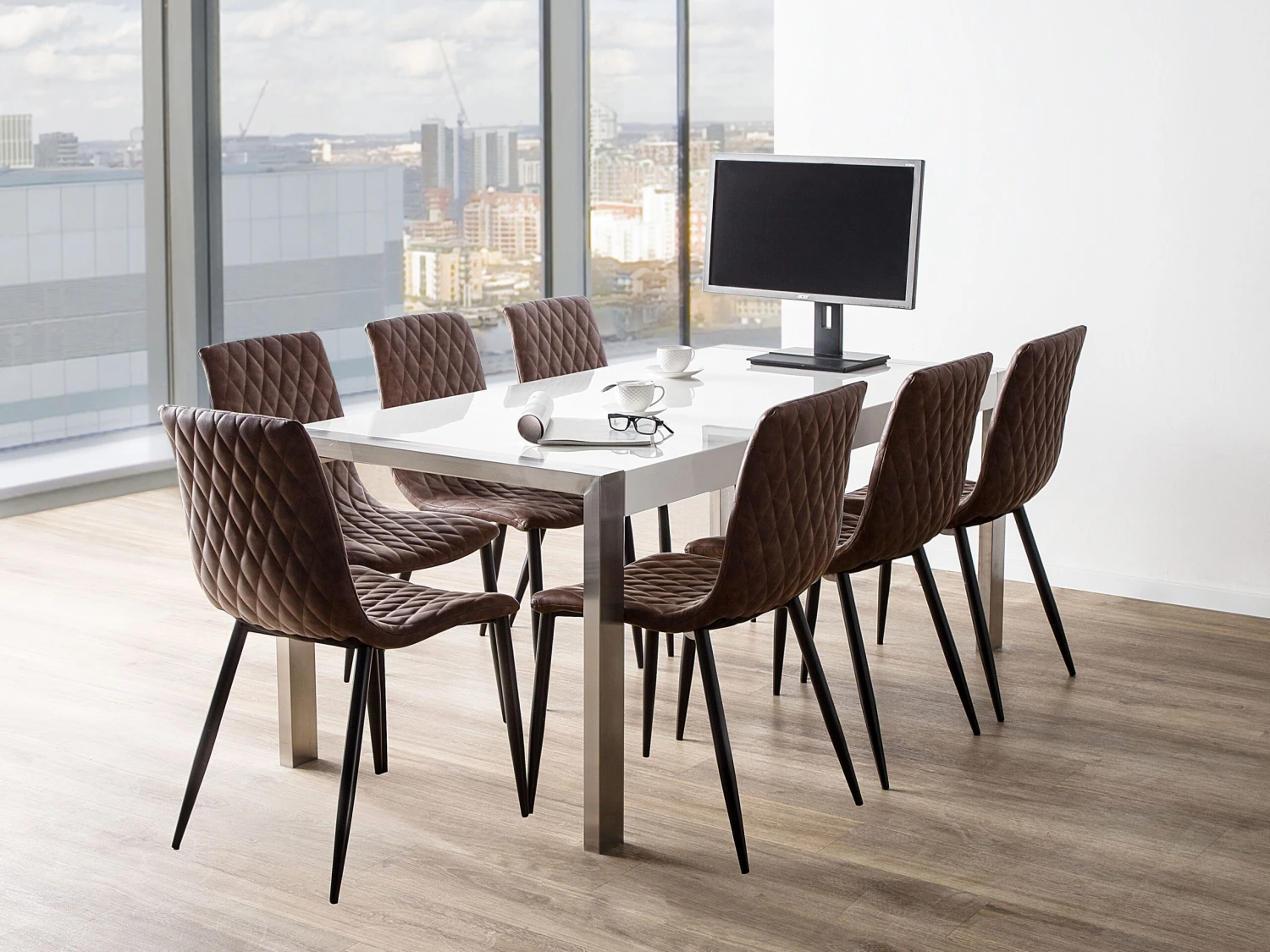 Set Di 2 Sedie Da Pranzo Pelle Sintetica Marrone MONTANA - immagine 4