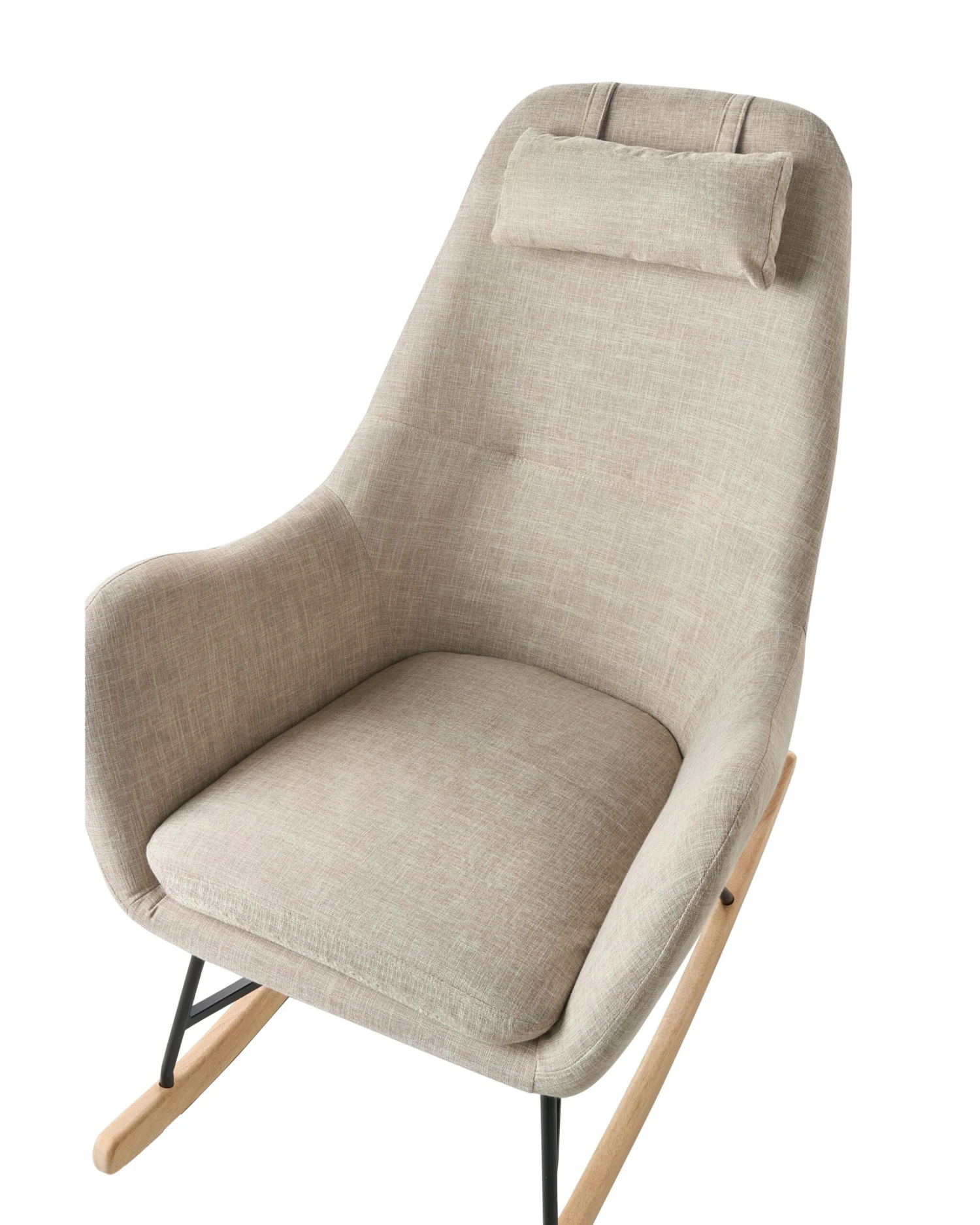 Sedia A Dondolo Tessuto Beige Chiaro ARRIE 10 Sedia A Dondolo Tessuto Beige Chiaro ARRIE - immagine 8