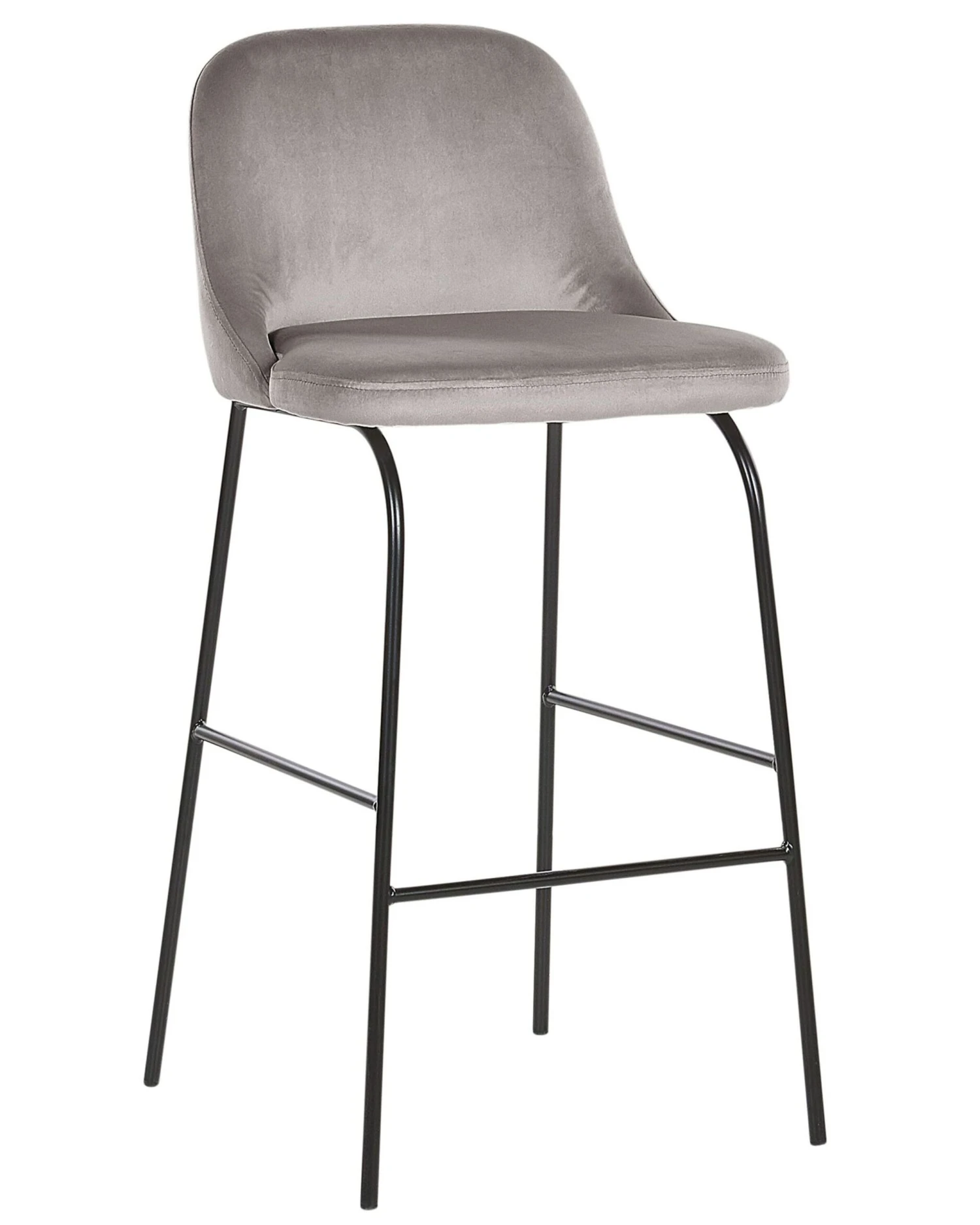 Set Di 2 Sedie Da Bar Velluto Grigio E Nero NEKOMA 5 Set Di 2 Sedie Da Bar Velluto Grigio E Nero NEKOMA - immagine 3