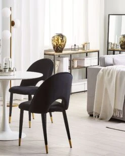 Set Di Due Sedie Da Pranzo Velluto Nero MAGALIA 17 Set Di Due Sedie Da Pranzo Velluto Nero MAGALIA -Beliani undef src sa picid 767850 type whitesh image