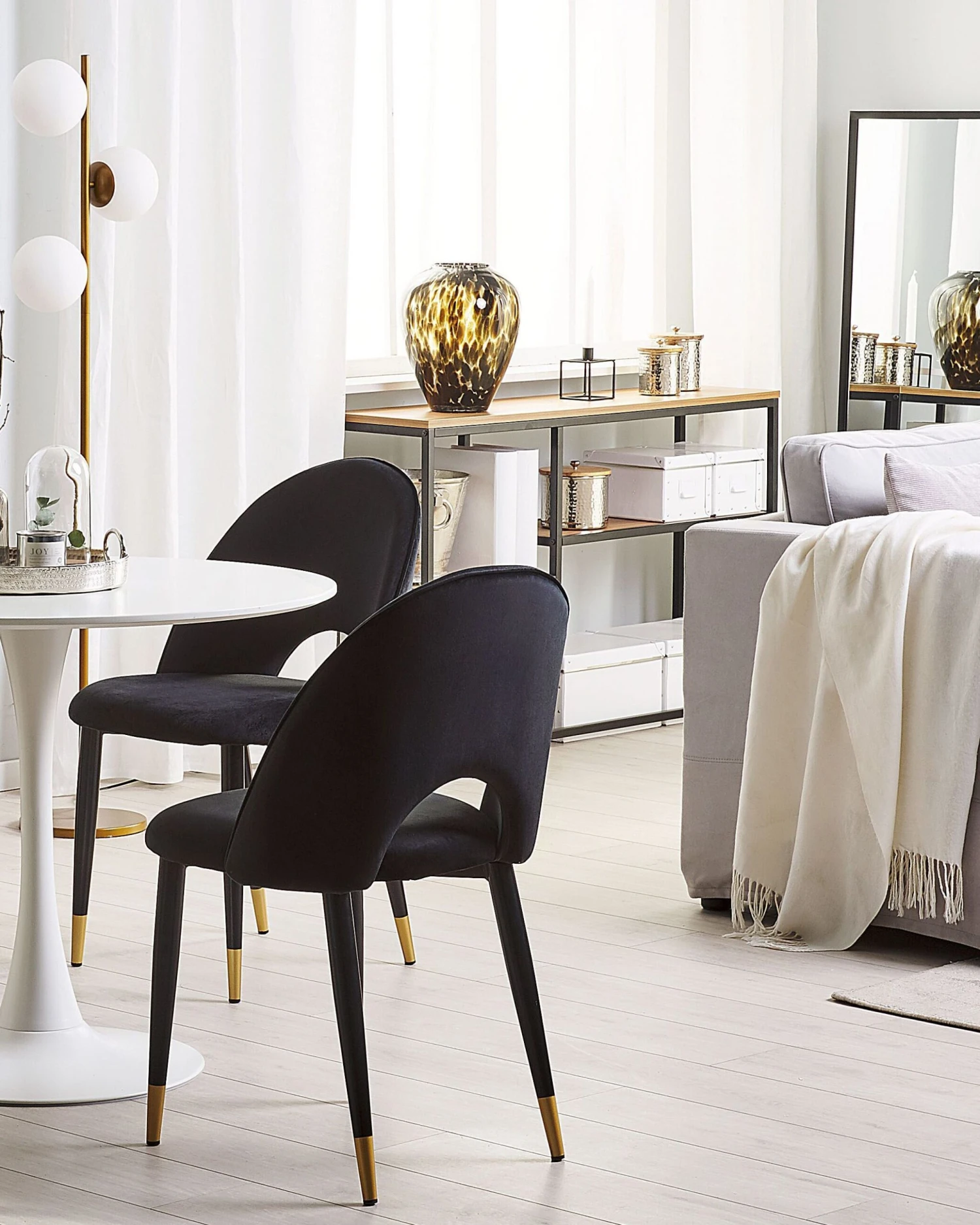 Set Di Due Sedie Da Pranzo Velluto Nero MAGALIA 8 Set Di Due Sedie Da Pranzo Velluto Nero MAGALIA - immagine 6