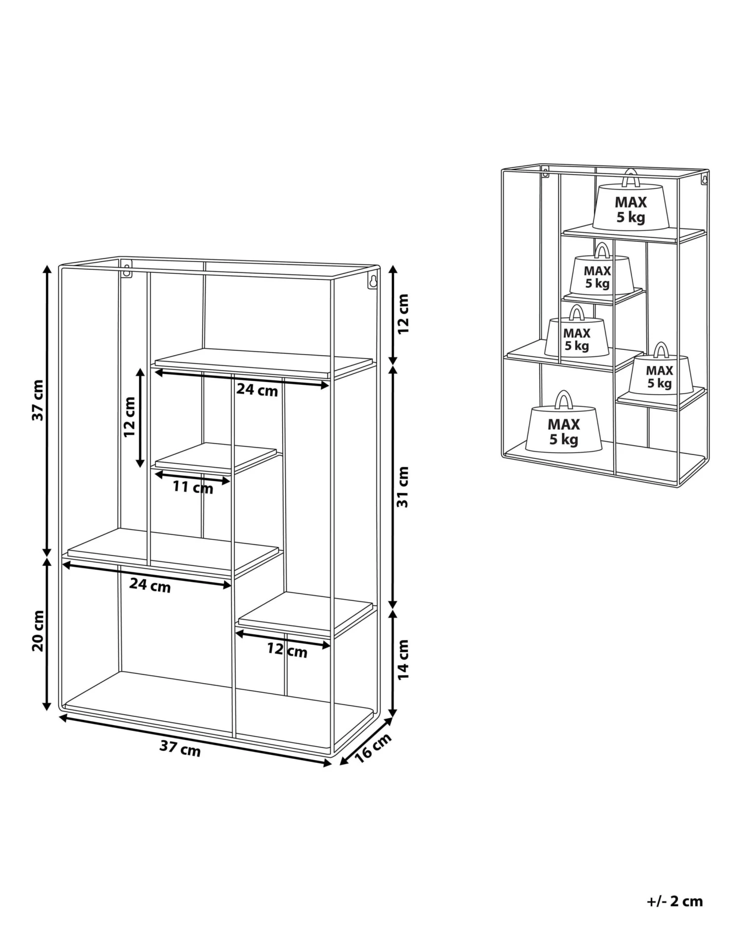 Scaffale Da Muro Nero/marrone Chiaro LAUREL 10 Scaffale Da Muro Nero/marrone Chiaro LAUREL - immagine 9