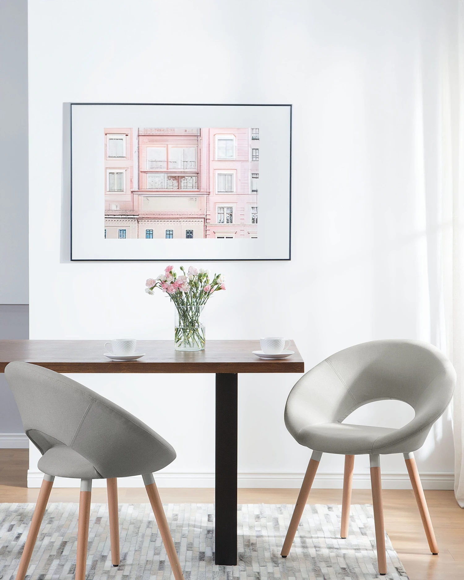 Set Di 2 Sedie Da Pranzo Tessuto Grigio Chiaro ROSLYN - immagine 2