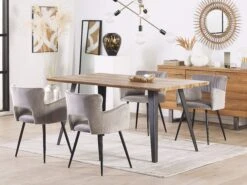 Sedia Da Pranzo Velluto Grigio E Nero SANILAC 13 Sedia Da Pranzo Velluto Grigio E Nero SANILAC -Beliani undef src sa picid 774246 type color image