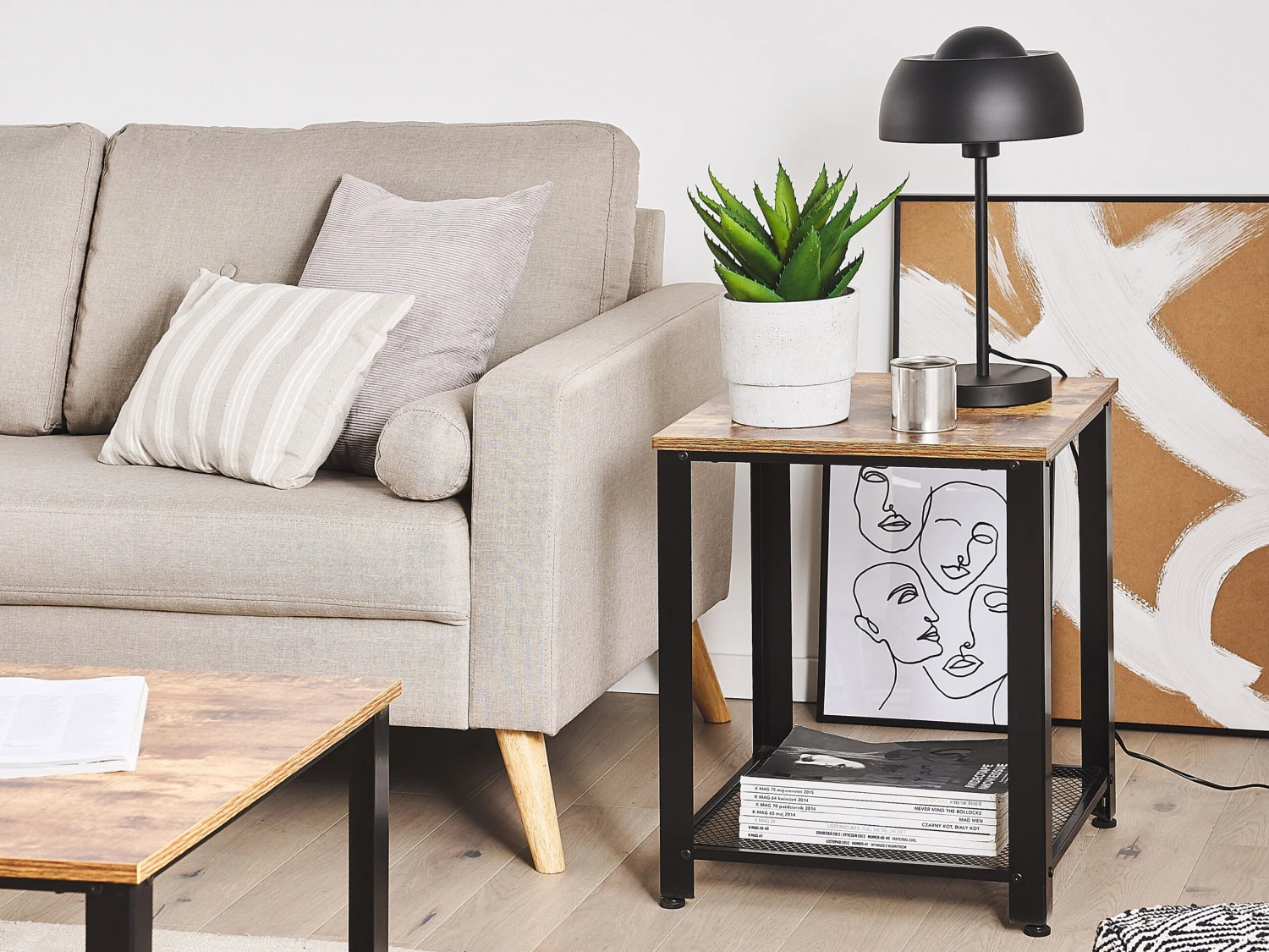 Tavolino Legno Scuro E Nero 45 X 45 Cm ASTON 4 Tavolino Legno Scuro E Nero 45 X 45 Cm ASTON - immagine 2