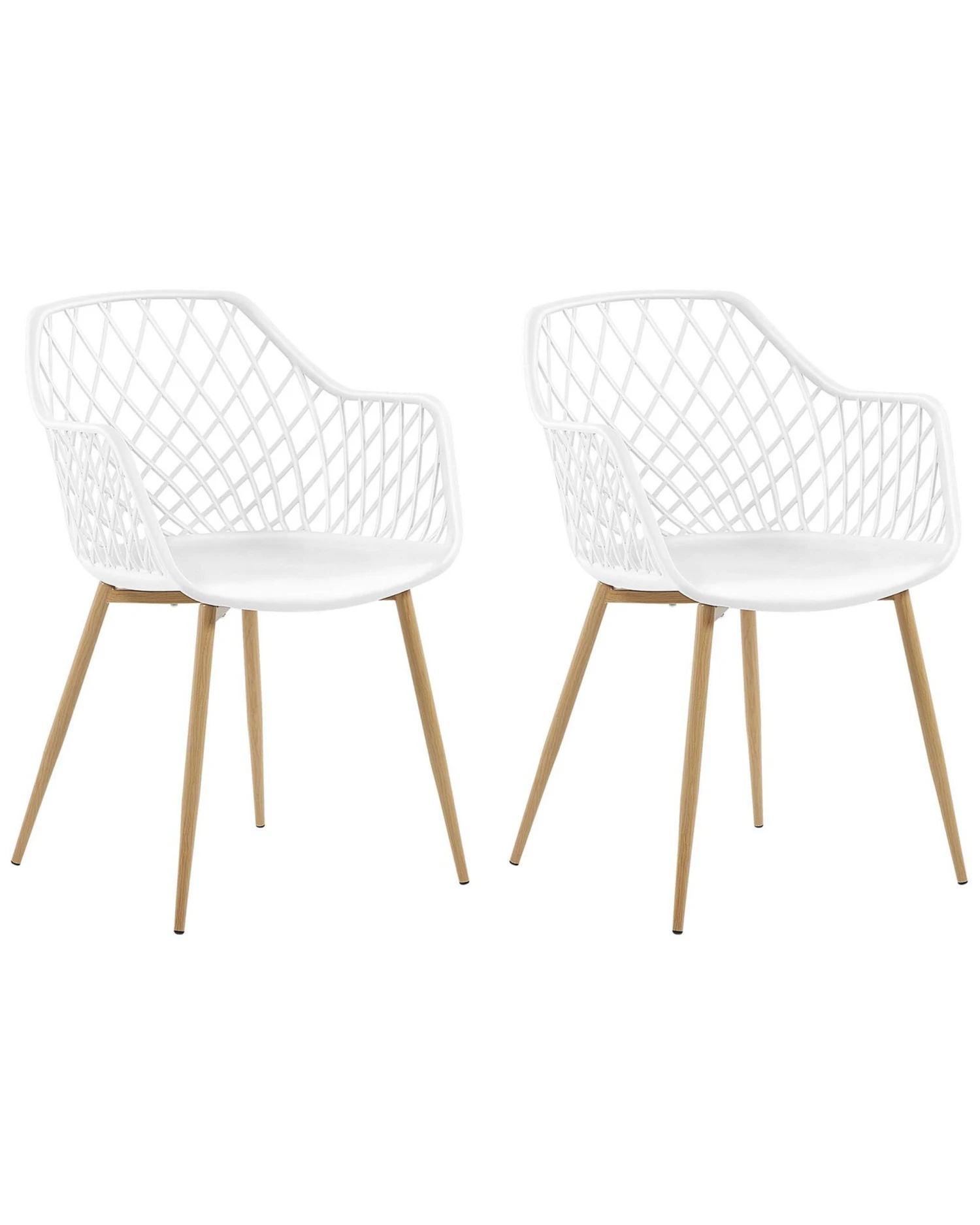 Set Di 2 Sedie Da Pranzo Bianco E Legno Chiaro NASHUA 3 Set Di 2 Sedie Da Pranzo Bianco E Legno Chiaro NASHUA