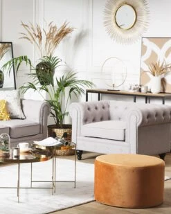 Poltrona Vintage In Tessuto Grigio Chiaro CHESTERFIELD 15 Poltrona Vintage In Tessuto Grigio Chiaro CHESTERFIELD -Beliani undef src sa picid 779236 type whitesh image