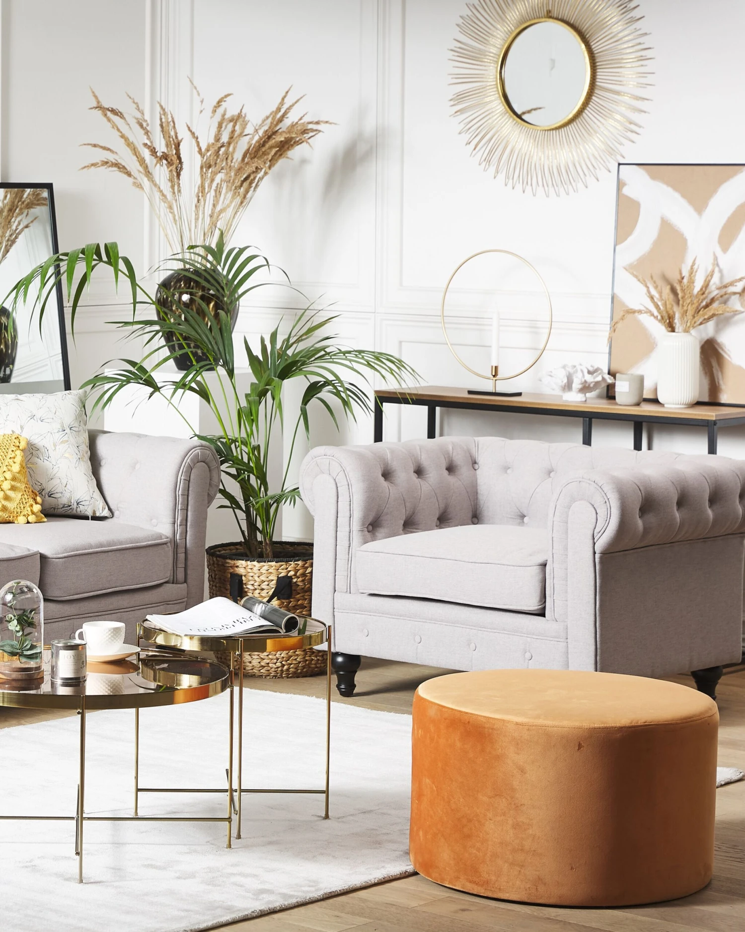 Poltrona Vintage In Tessuto Grigio Chiaro CHESTERFIELD 6 Poltrona Vintage In Tessuto Grigio Chiaro CHESTERFIELD - immagine 4