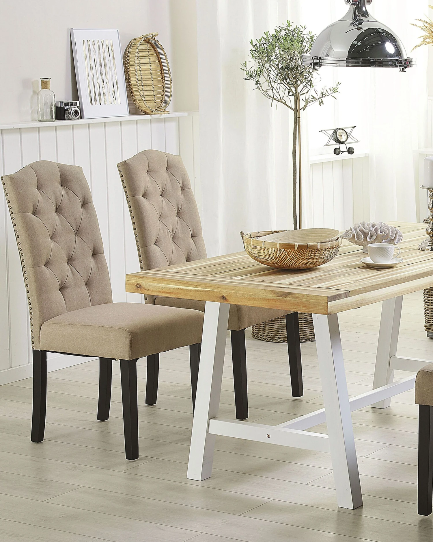 Set Di 2 Sedie Da Pranzo Tessuto Beige SHIRLEY - immagine 2