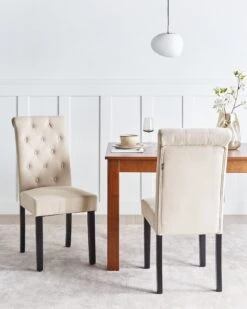 Set Di 2 Sedie Da Pranzo Tessuto Beige VELVA 12 Set Di 2 Sedie Da Pranzo Tessuto Beige VELVA -Beliani undef src sa picid 781875 type color image