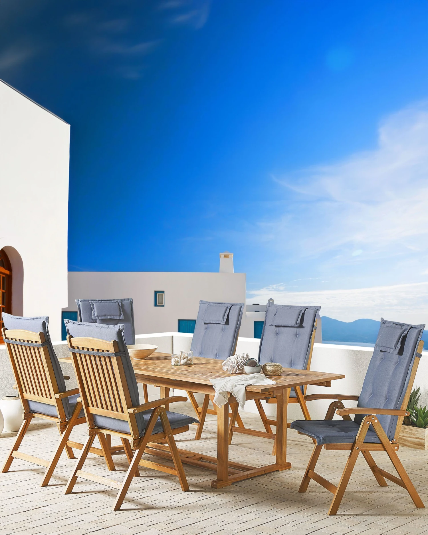 Set Di 6 Sedie Da Giardino Legno Naturale JAVA 5 Set Di 6 Sedie Da Giardino Legno Naturale JAVA - immagine 3