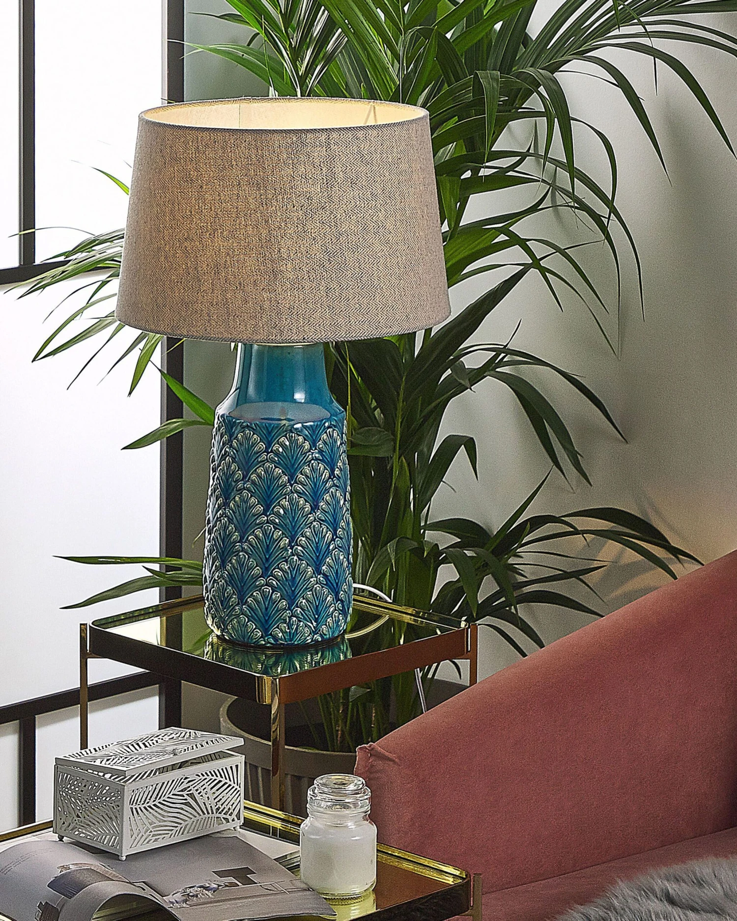 Lampada Da Tavolo In Ceramica Blu THAYA 4 Lampada Da Tavolo In Ceramica Blu THAYA - immagine 2