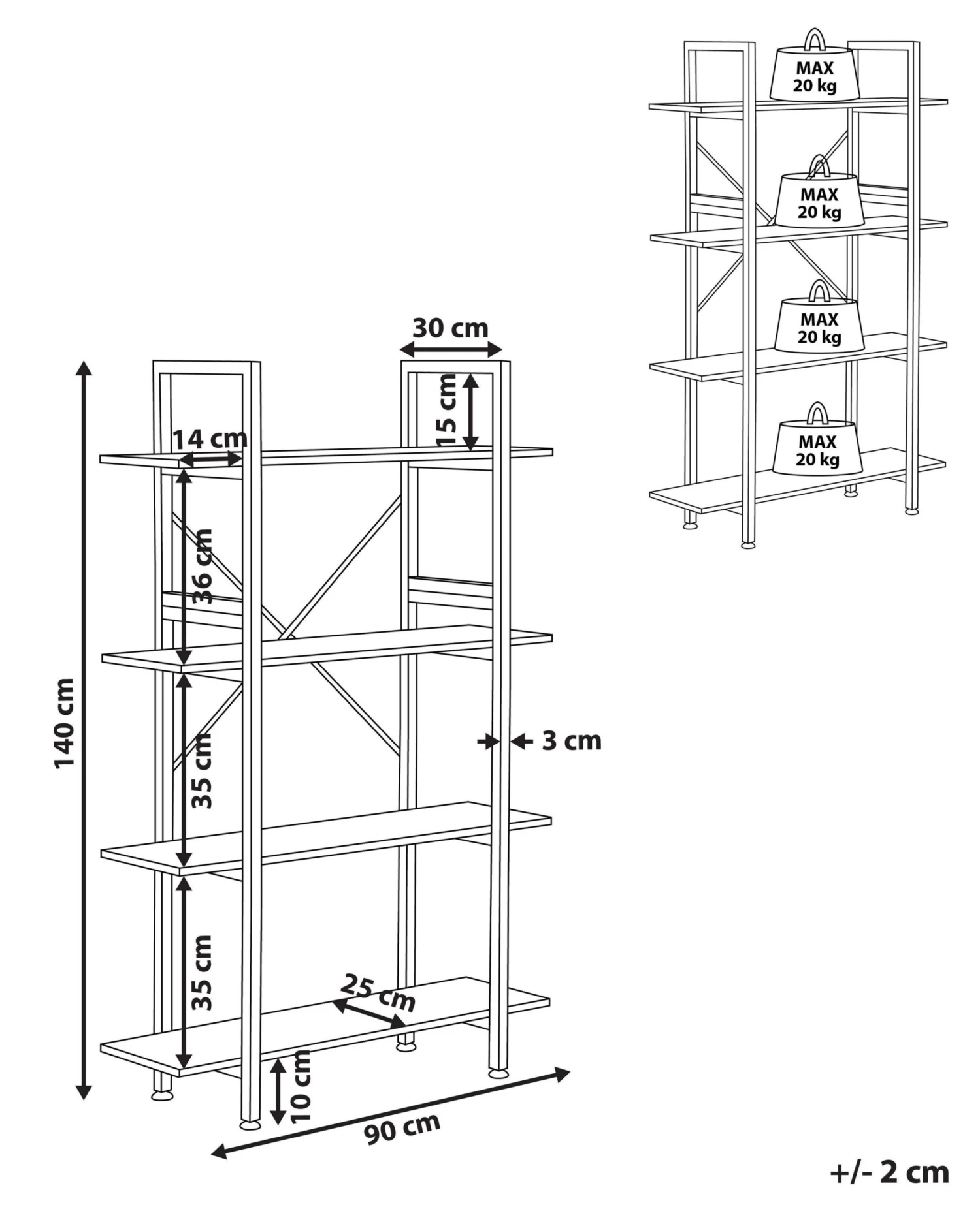 Libreria A 4 Scaffali Legno Scuro DARBY 9 Libreria A 4 Scaffali Legno Scuro DARBY - immagine 8
