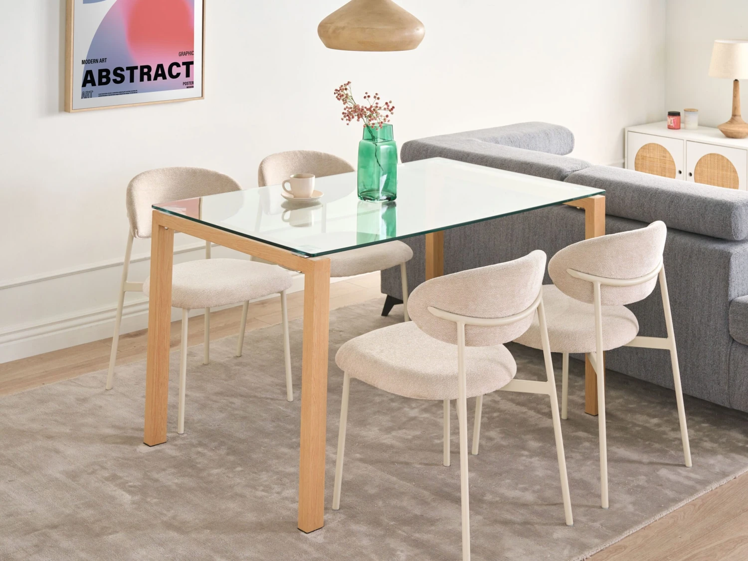 Tavolo Da Pranzo Vetro E Legno 30 X 80 Cm TAVIRA 4 Tavolo Da Pranzo Vetro E Legno 30 X 80 Cm TAVIRA - immagine 2