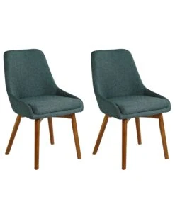 Set Di 2 Sedie Da Pranzo Tessuto Verde MELFORT