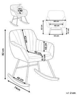 Sedia A Dondolo Velluto Grigio LIARUM 19 Sedia A Dondolo Velluto Grigio LIARUM -Beliani undef src sa picid 800211 type whitesh image